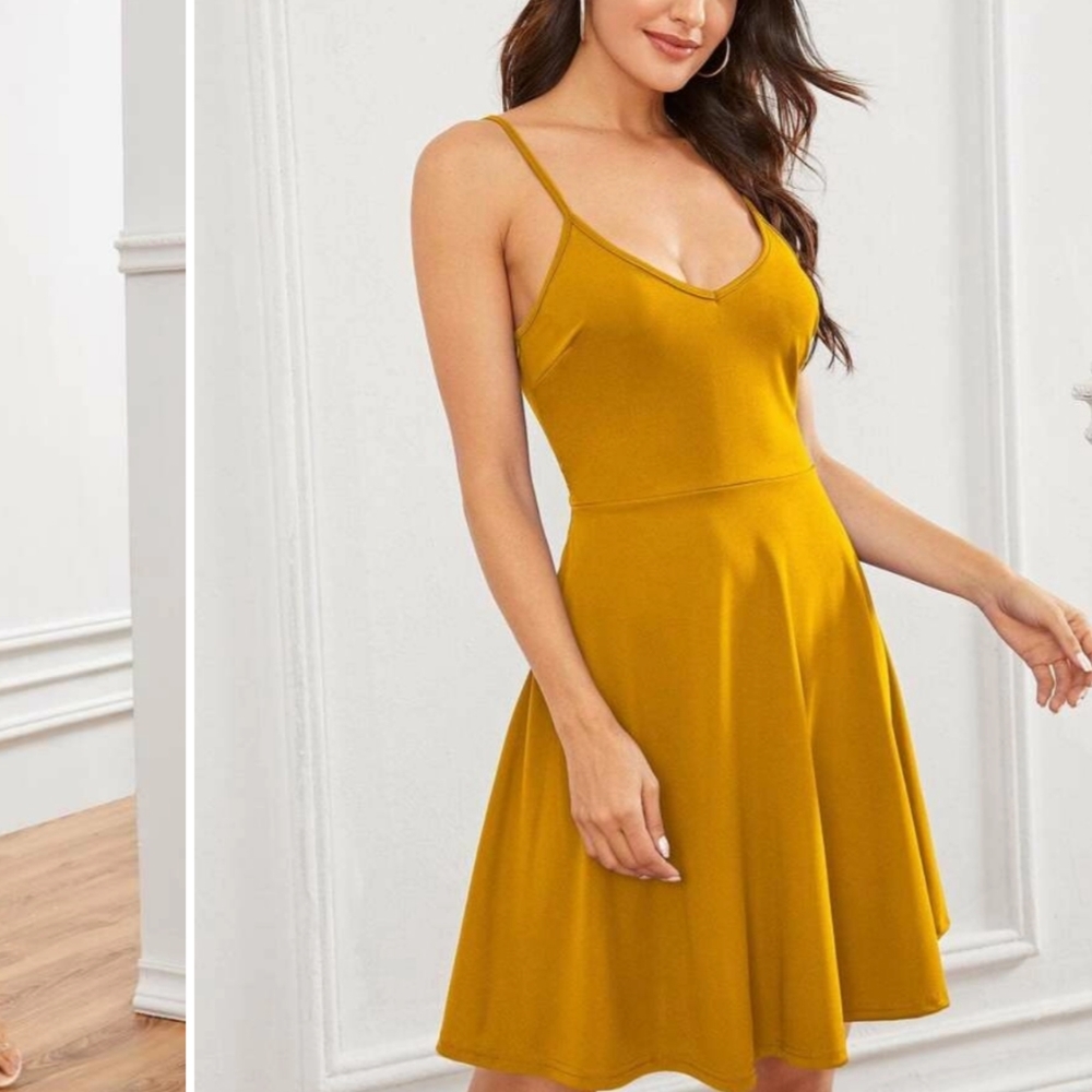 Mustard yellow skater dress S